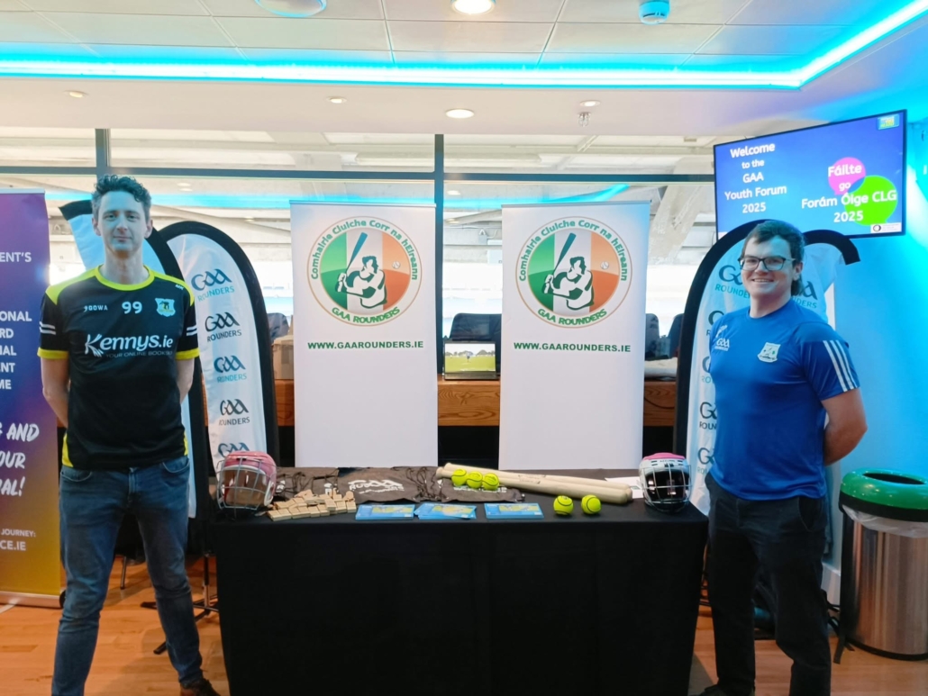 Well done to Matt Kelly of @RappareesGalway and Aidan Lynskey of @breaffyrounders for promoting our sport at the @officialgaa Youth Forum in Croke Park today.