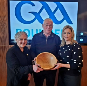 Michael Meaney, Paula Doherty, and Shirley Lennon at Michael’s final GAA Rounders Ard Chomhairle meeting (7 February 2026)